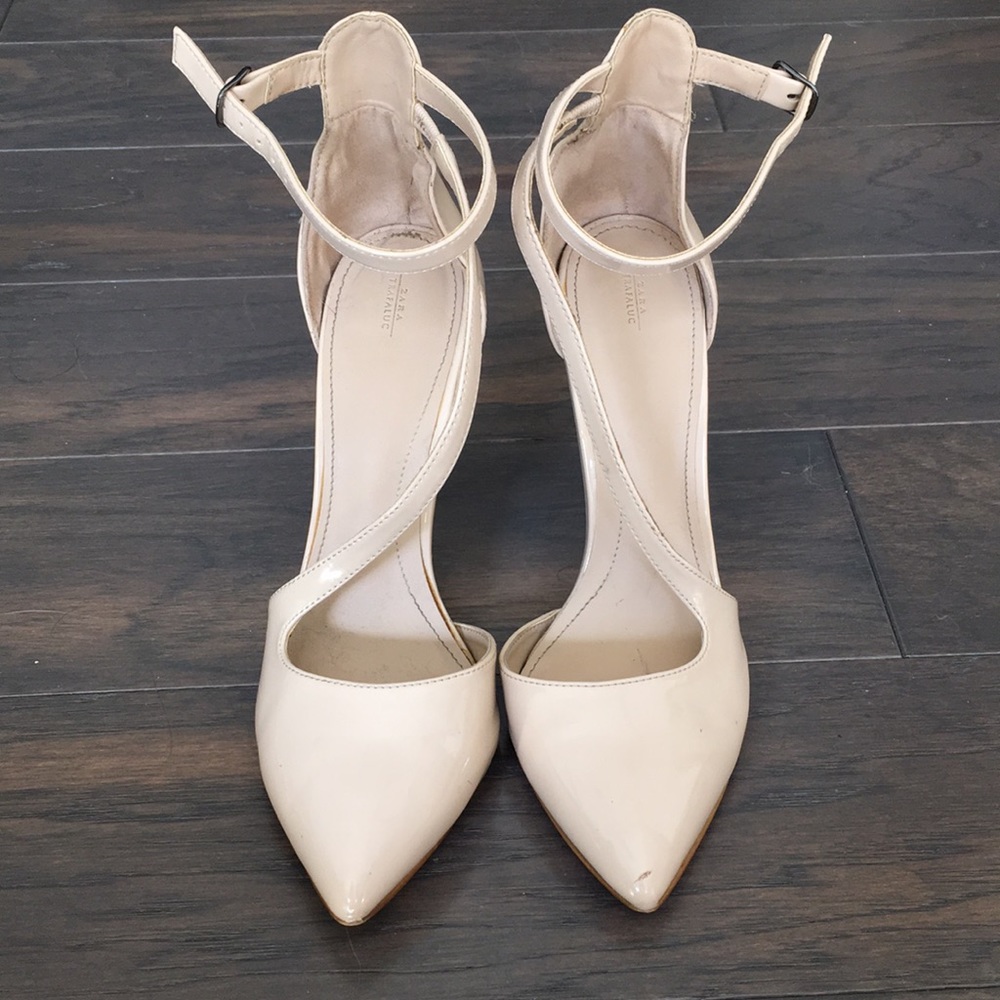 Zara Nude Asymmetrical Heels